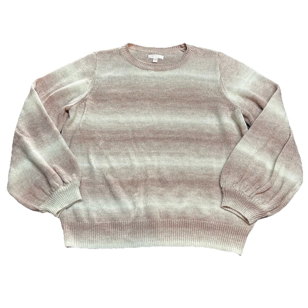 Lauren Conrad Pink Sparkle Sweater XXL Casual White‎ and Pink Ombre Stripes